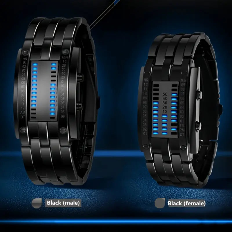 Fashion Creative LED Sports Electronic Watch, Unisex 2-in-1 Digital Display with Blue Light, Durable Steel Band, Ideal for Students and Friends, Perfect Holiday Gift, Student Accessory, Sleek Watch Design,