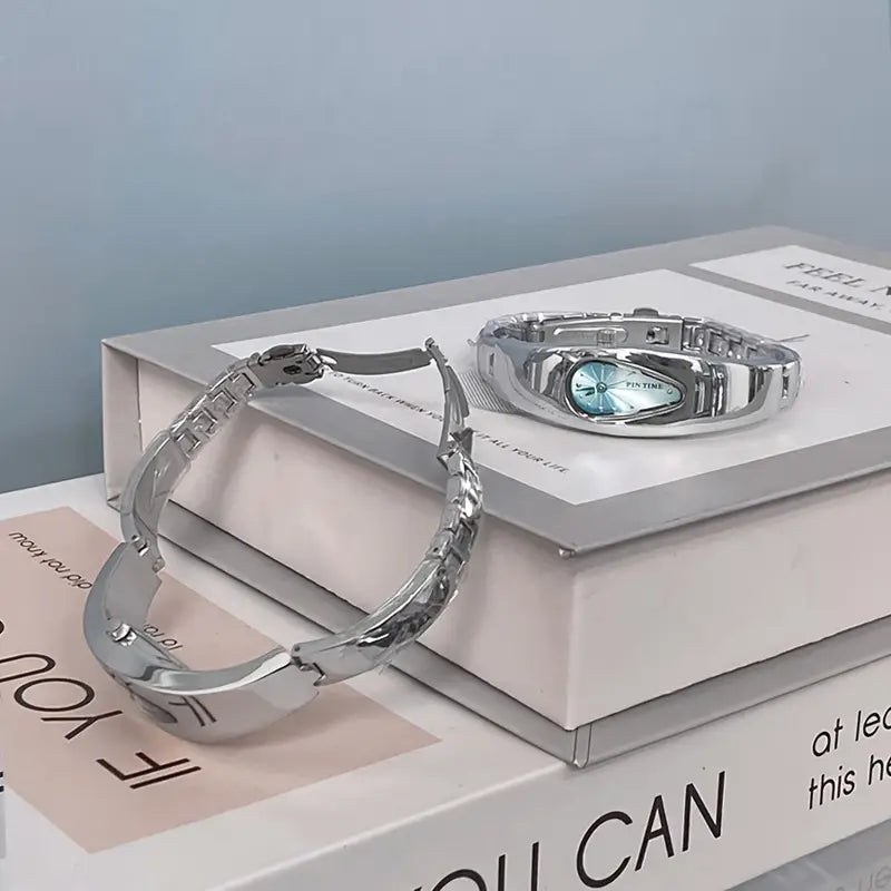 1pc PINTIME Quartz Watch - Y2K Retro Water Drop Design, Zinc Alloy Case & Strap, Quartz Movement, Unisex Fashionable Wristwatch for Men & Women, Multiple Styles & Colors Available, Party Accessory, Sleek Watch Design, Durable Watch Fac