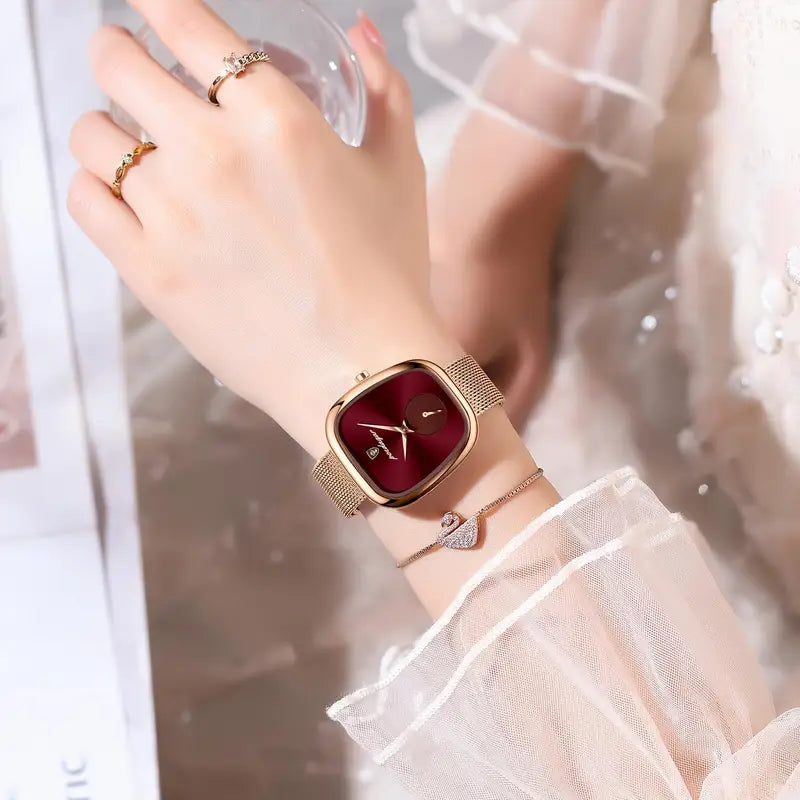 POEDAGAR Waterproof ultra-thin stainless steel ladies square watch fashion students Korean leisure elegant simple luxury new quartz wristwatch., Elegant Timepiece, Daily Wear Watch, Minimalist Design, Durable Material, Precision Timekeeping, Ladies