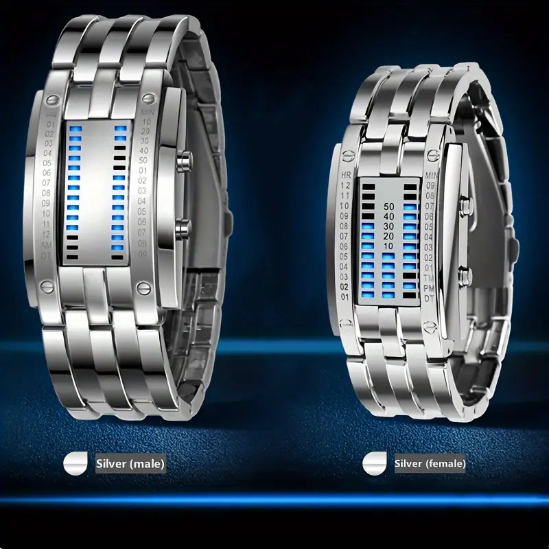 Fashion Creative LED Sports Electronic Watch, Unisex 2-in-1 Digital Display with Blue Light, Durable Steel Band, Ideal for Students and Friends, Perfect Holiday Gift, Student Accessory, Sleek Watch Design,
