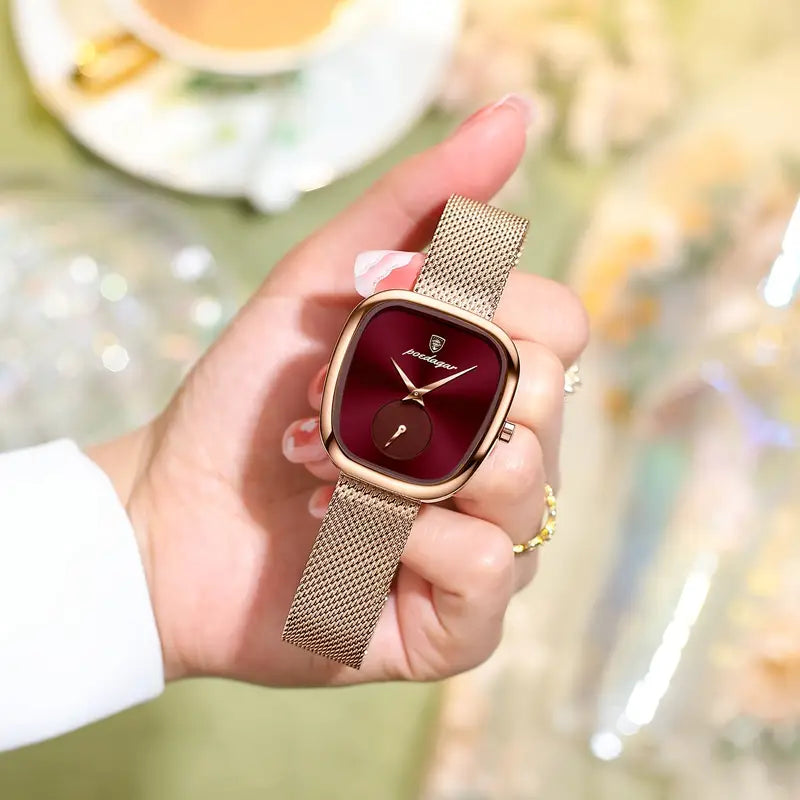 POEDAGAR Waterproof ultra-thin stainless steel ladies square watch fashion students Korean leisure elegant simple luxury new quartz wristwatch., Elegant Timepiece, Daily Wear Watch, Minimalist Design, Durable Material, Precision Timekeeping, Ladies