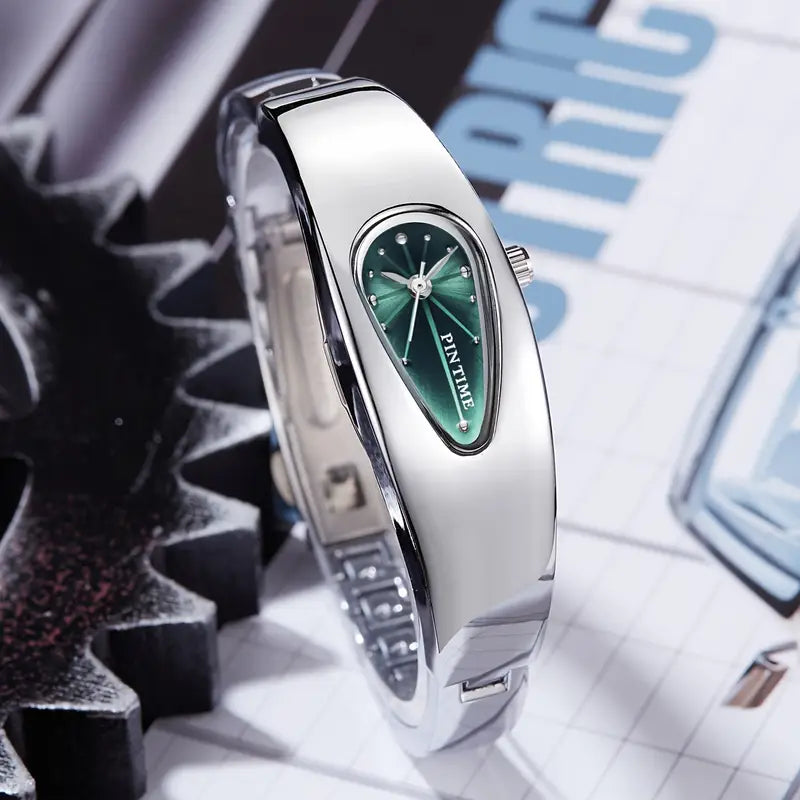 1pc PINTIME Quartz Watch - Y2K Retro Water Drop Design, Zinc Alloy Case & Strap, Quartz Movement, Unisex Fashionable Wristwatch for Men & Women, Multiple Styles & Colors Available, Party Accessory, Sleek Watch Design, Durable Watch Fac